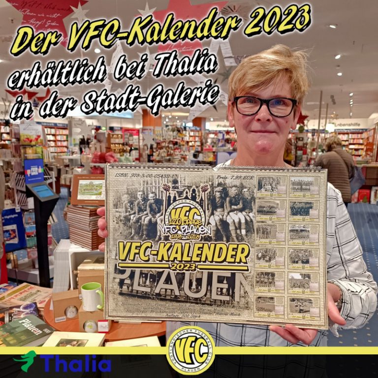 Der VFC-Kalender 2023 – erhältlich bei Thalia in der Stadt-Galerie 